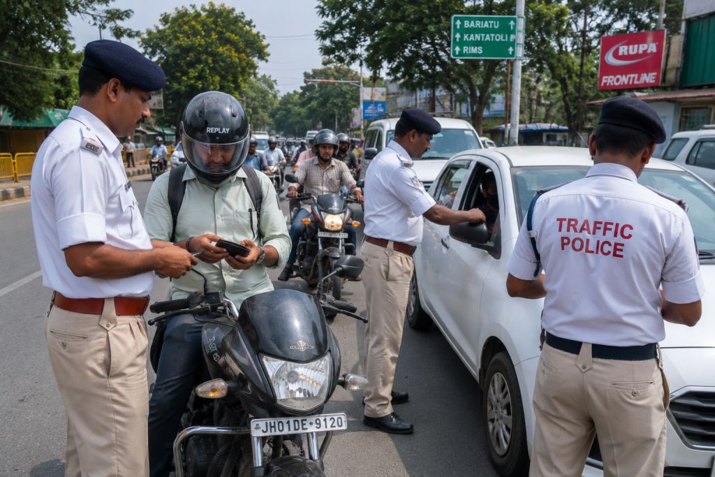 सड़क सुरक्षा को लेकर रांची ट्रैफिक पुलिस ने बढ़ाई सख्ती